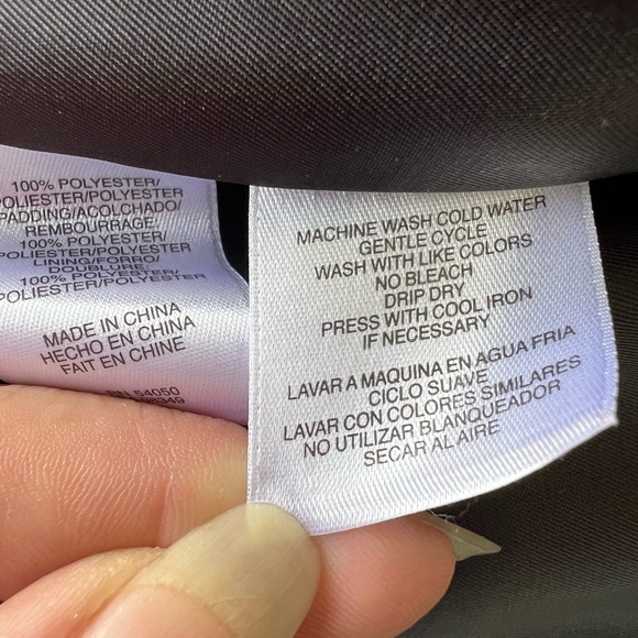 Jones New York Front Zip Quilted Jacket Medium Lined Padded Belt Tie Grey $169 - Picture 8 of 13